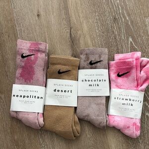 4 pairs of Nike Casual Crew Socks custom Tie dye socks Set size 7-12